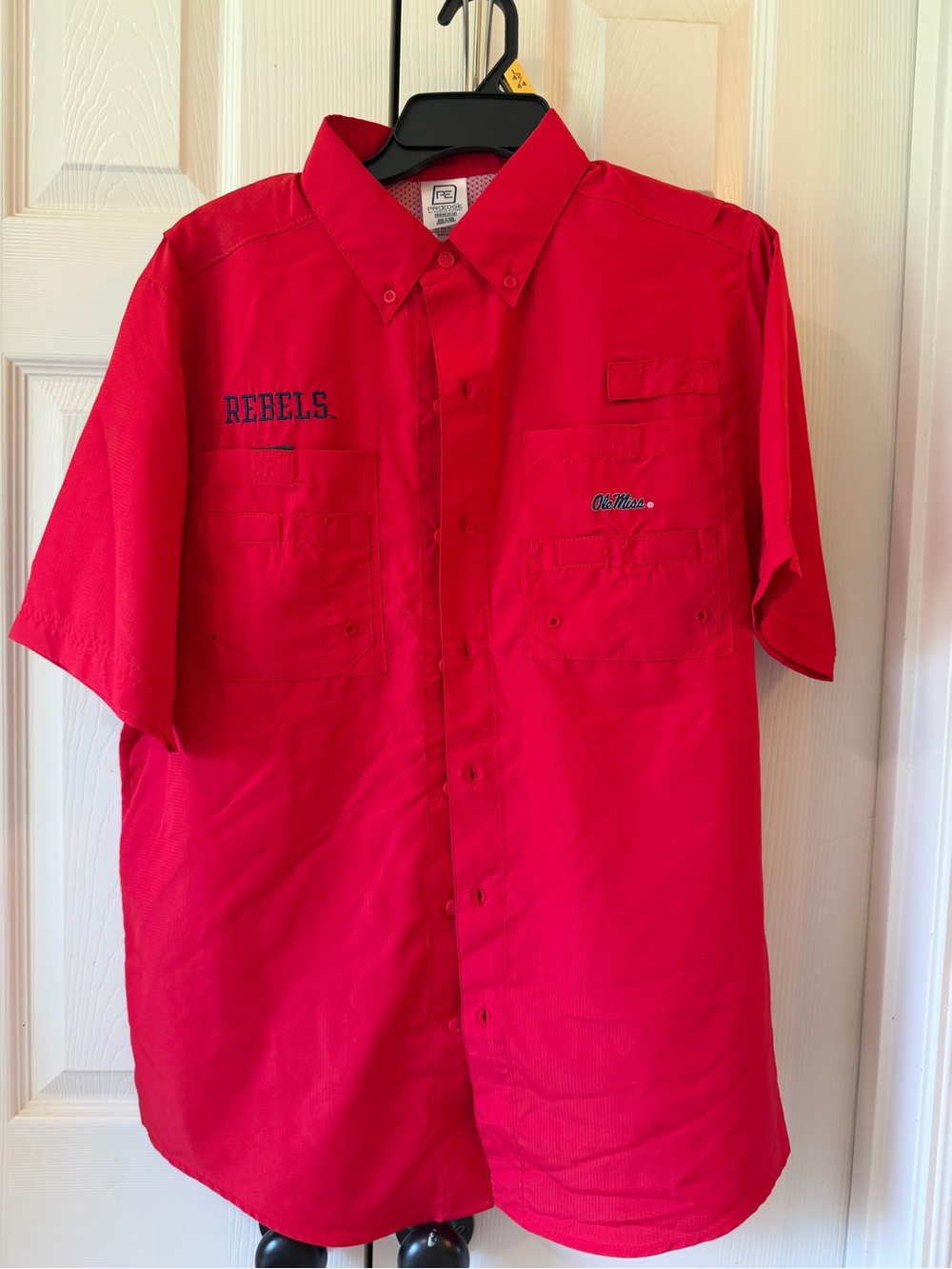 Pro Edge Red Short-Sleeve Button-Down Shirt Ole Miss Size M